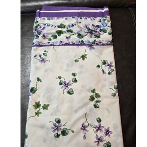 Vintage Full Flat Sheet - violets, pansies, purple, flowered